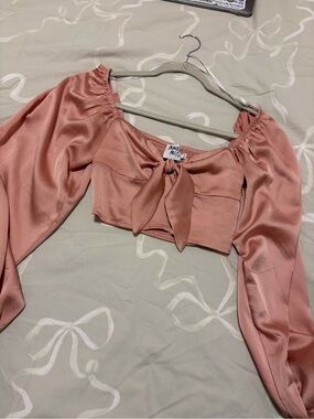 Princess Polly Blush Pink Tie-Front Crop Top